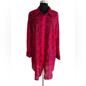 Victorias Secret Vintage Gold Label Button Up Lace Oversized Shirt Medium Large